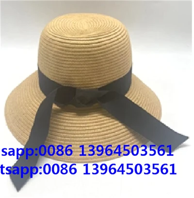 قبعة القش مع القوس ديكور قبعة الإناث sunshade